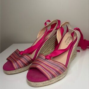 Talbots Serana Striped Ribbon Ankle Wrap Espadrille Sandals